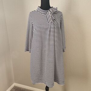 Vineyard Vines Navy and White Bow Neck Stripe Knit Dress Size Small Sailor